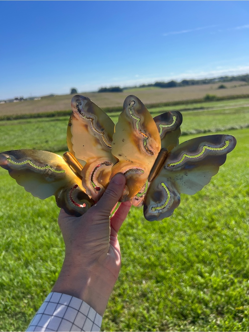3 Vintage Decorative Brass Like Butterfly Wall Hangings